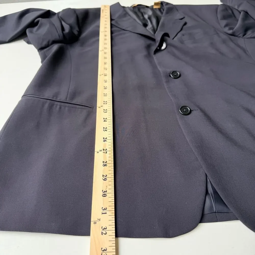 Vintage Donna Karan Signature Men's XL Wool Blazer Sport Coat Made in Italy Navy